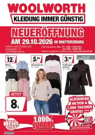 Woolworth Prospekt woche 43 Seite 1: WOOLWORTH KLEIDUNG IMMER GÜNSTIG NEUERÖFFNUNG AM 29.10.2026 IN MATTERSBURG ARENA