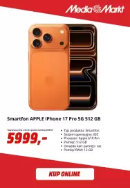 Media Markt gazetka tydzień 43 Strona 3: Smartfon APPLE iPhone 17 Pro €5.999,00