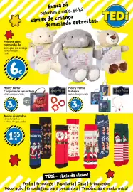 Catálogo TEDi Página 24: Peluche com almofada de caroços de cereja €6,00, Meias divertidas €1,55
