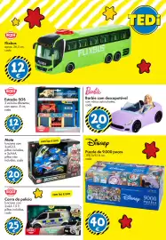 Catálogo TEDi Página 6: Barbie com descapotável €20,00, Carro da polícia dickie toys €25,00