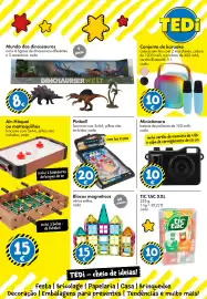 Catálogo TEDi Página 9: Pinball game €20,00, Blocos magnéticos €15,00