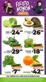 Folleto Merco Página 1: Limón agrio kilo €24,99, Sarita - manzana golden bolsa €18,99