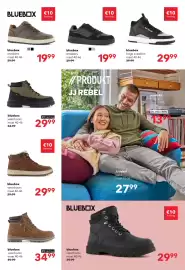 Scapino folder Pagina 13: JJ JJ rebel jeans €27,99, Blue Box gevoerde heren veterboots groen zwart €29,99