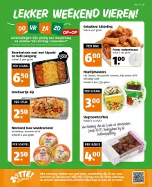 Poiesz folder week 44 Pagina 35: Noordertrots nasi met kipsaté en babi pangang €6,50, Smultaartje kip €2,50