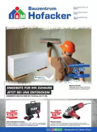 Bauzentrum Hofacker Prospekt Seite 1: Gipskartonplatte rigips €4,39, Akku-Schlagbohrschauber FLEX €179,99