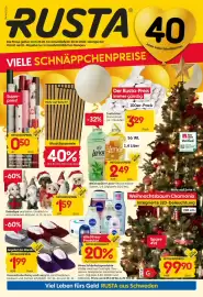 Rusta Prospekt woche 43 Seite 1: Dekofigur aus Beton €3,99, Hausschuhe Daisy und Laisy €1,99