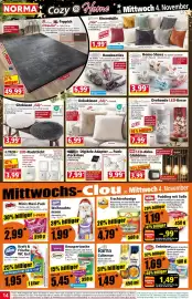 Norma Prospekt woche 45 Seite 14: Home-Shoes für Damen und Kinder €3,99, Dekokissen "Billy" in Felloptik €6,99
