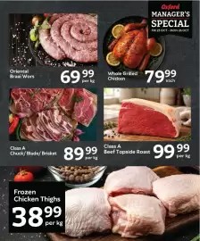 Oxford Freshmarket catalogue Page 1: Class A Chuck/ Blade/ Brisket €89,99, Oriental Braai Wors €69,99
