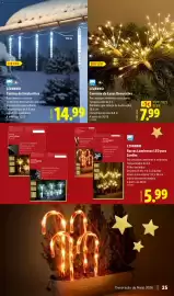Folheto Lidl Página 25: A+ - corrente de luzes decorativa €7,99, A+ - cortina de estalacities €14,99