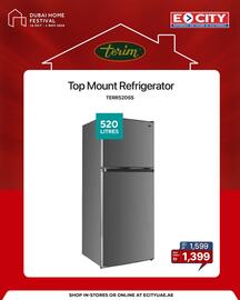 ECity catalogue Page 6: Ро DUBAI HOME FESTIVAL 16 OCT-1 NOV 2026 terim Top Mount Refrigerator TERR520SS 520 LITRES SHOP