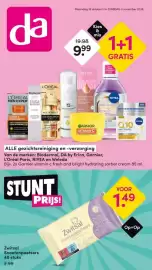 DA folder Pagina 1: Zwitsal Snoetenpoetsers €1,49, Alle Gezichtsreiniging en Verzorging €9,99