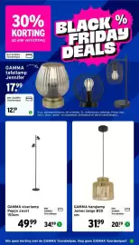 GAMMA folder week 44 Pagina 12: GAMMA hanglamp James beige Ø20 cm €20,79, GAMMA vloerlamp Pepijn zwart €34,99