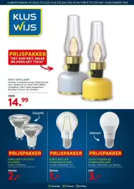 Kluswijs folder week 44 Pagina 1: EUROLIGHT LED GU10 DUOPACK €2,00, RIVA TAFELLAMP €14,99