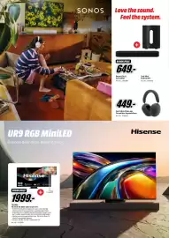 MediaMarkt folder week 44 Pagina 8: Hisense 75UR9S 75 inch 4k Mini-LED smart TV €1.999,00, SONOS Beam Gen2 Soundbar €649,00