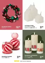 Xenos folder Pagina 20: Kandelaar kerstbal €3,99, Kerstkaars huisjesprint €3,99