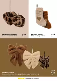 Xenos folder Pagina 27: Kersthanger strik €1,49, Kersthanger luipaard €1,99