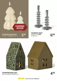 Xenos folder Pagina 34: Kerstboom led kaars €3,99, Kandelaar zilver €6,99