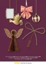 Xenos folder Pagina 37: Piek strik goud €4,99, Kersthanger vredesduif €2,49