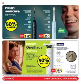 Kruidvat folder Pagina 42: Philips OneBlade Intimate €19,99, Philips Sonicare 4100 Series HX4041/52 €54,99