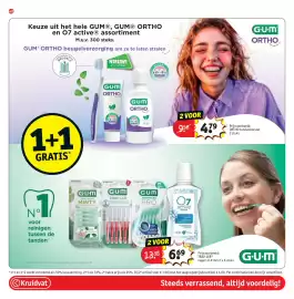 Kruidvat folder Pagina 50: GUM en O7 Active €6,69, GUM ORTHO Beugelverzorging om Ze te Laten Stralen €4,79