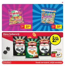 Kruidvat folder Pagina 79: Klene Suikervrij €2,50, Fruit-tella Chewy Mix €2,99