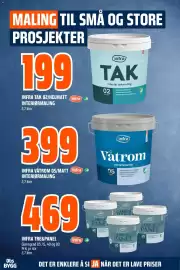 Obs Bygg kundeavis Side 3: INFRA VÅTROM 05/MATT INTERIØRMALING €399,00, INFRA TAK 02/HELMATT INTERIØRMALING €199,00