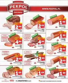 Topaz gazetka tydzień 44 Strona 18: Kiełbasa żywiecka podsuszana Pekpol €1,99, Pieczeń a'la pizza Pekpol €1,69