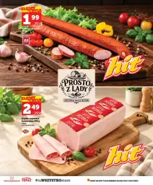 Topaz gazetka tydzień 44 Strona 22: Szynka cygańska Pekpol €2,49, Kiełbasa toruńska €1,99