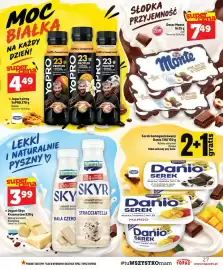 Topaz gazetka tydzień 44 Strona 27: Deser Monte 6-pak Zott €6,99, Jogurt pitny YoPRO smak wanilia-ciasteczko €4,49