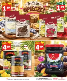 Topaz gazetka tydzień 44 Strona 39: Budyń XXL o smaku śmietankowym Delecta €1,39, Powidła śliwkowe Zaowocuj się O! €4,99