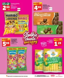 Topaz gazetka tydzień 44 Strona 47: Czekolada Schogetten Crunchy Peanut Butter €4,99, Żelki Haribo Złote Misie z sokiem €2,99