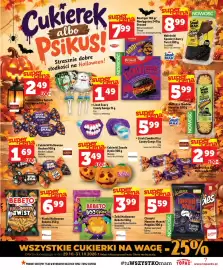 Topaz gazetka tydzień 44 Strona 7: Boo!rger Drosed €7,99, Cukierki Boo Bear Halloween Roshen €2,99