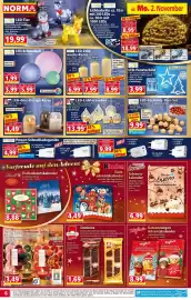 Norma Prospekt woche 45 Seite 6: LED-Schneeball i-GLOW €1,99, Schulte Dominos €1,69