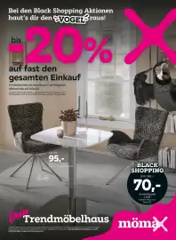 Mömax Flugblatt Seite 1: Bei den Black Shopping Aktionen haut's dir den VOGEL raus! bis ESPRESSO MARTIN 2.0% auf fast den