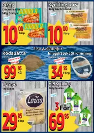 Supergrossen reklamblad vecka 44 Sida 6: Kycklingkorv €10,00, Inlagd/Stekt Strömming €34,95