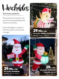 Catálogo BricoCentro Página 17: Hinchable perro salchicha con luz €29,95, Hinchable papanoel trepador con luz €39,00