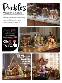 Catálogo BricoCentro Página 19: Tiovivo con música y luz led €19,95, Casa pinos con luz led €12,75