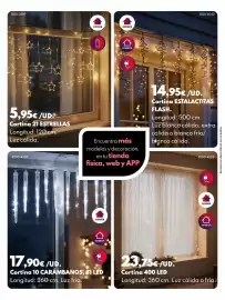 Catálogo BricoCentro Página 34: Cortina 10 carambanos, 81 led €17,90, Cortina 400 led €23,75
