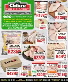 Chikro Food Market catalogue Page 1: Rainbow Fresh Fillets €135,00, RAINBOW DRUM AND THIGHS €55,00