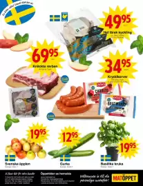 Matöppet reklamblad vecka 45 Sida 5: Knäckta revben €69,95, Kryddkorvar €34,95