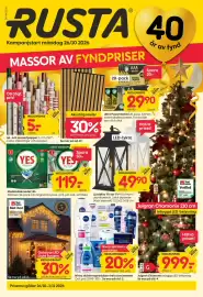 Rusta reklamblad vecka 44 Sida 1: Yes maskindiskmedel €119,00, Julgran Chamonix €999,00