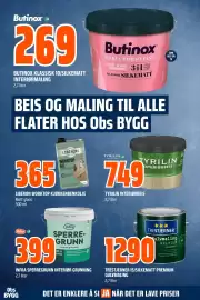 Coop Obs kundeavis Side 5: Butinox klassisk 10/silkematt interiørmalning €269,00, Tyrilin interiørbeis €749,00