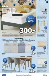 JYSK Flugblatt Seite 24: Esstisch MEJLSKOV + Esszimmerstuhl ADSLEV €225,00, Bettwäsche €15,00
