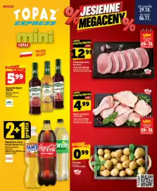 Topaz Express gazetka tydzień 44 Strona 1: Napój Coca-Cola/Fanta/Sprite €17,97, Syrop Herbapol €5,99