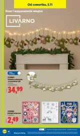 Lidl gazetka tydzień 45 Strona 30: Kalendarz adwentowy ze światełkami LED Livarno €34,99, Naklejki świąteczne Livarno €2,49