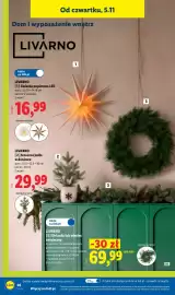 Lidl gazetka tydzień 45 Strona 32: Sztuczna jodła w doniczce Livarno €29,99, Gwiazda papierowa LED Livarno €16,99