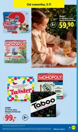 Lidl gazetka tydzień 45 Strona 47: Gra Monopoly Junior Hasbro €59,90, Gra Twister Hasbro €99,00