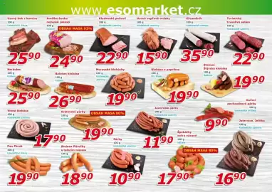 ESO MARKET leták Strana 2: Kostelecké uzeniny uzené vepřové ocásky €15,90, Kostelecké uzeniny Křemešník €35,90