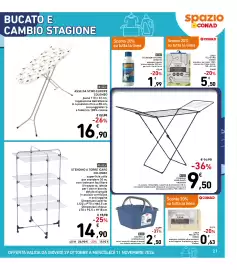 Volantino Spazio Conad Pagina 21: Stendino a torre Icaro Colombo €14,90, Asse da stiro Europe Colomba €16,90