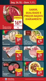 Folheto ALDI semana 44 Página 4: Secretos de Porco Branco €6,99, Peito de Frango €5,89